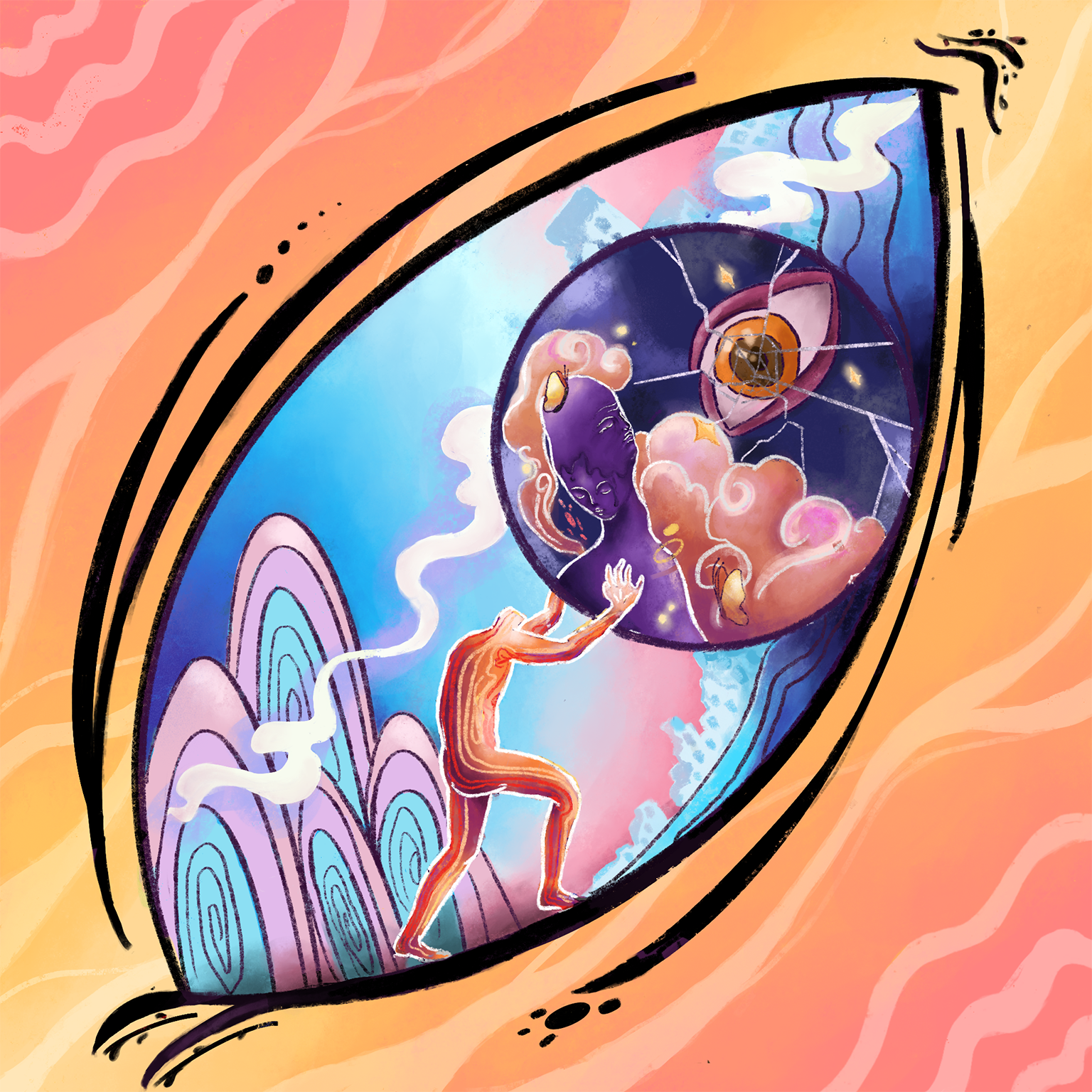 A digital painting called 'Identity Loop'